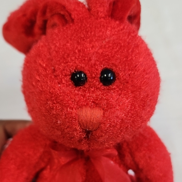 Cherry Red Plush Stuffed Bunny Animal Toy Easter Hunt - Picture 2 of 11